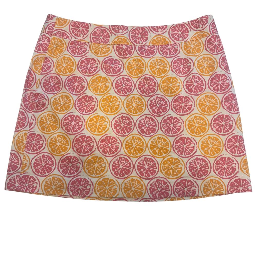 Vineyard Vines Women’s Citrus Orange‎ Grapefruit Zip Up Mini Skirt Size 10